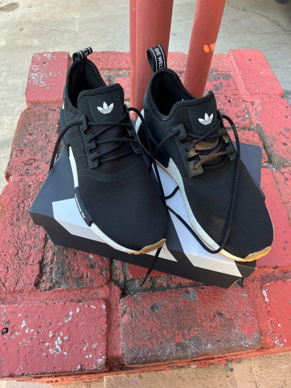 adidas Black Athletic Sneakers with White Midsole and Gum Toe